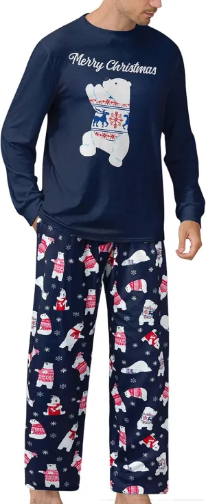 RAISEVERN Mens Christmas Pajamas Set Ugly Pjs Pants and Long Sleeve Shirts Xmas Sleepwear with Pockets
