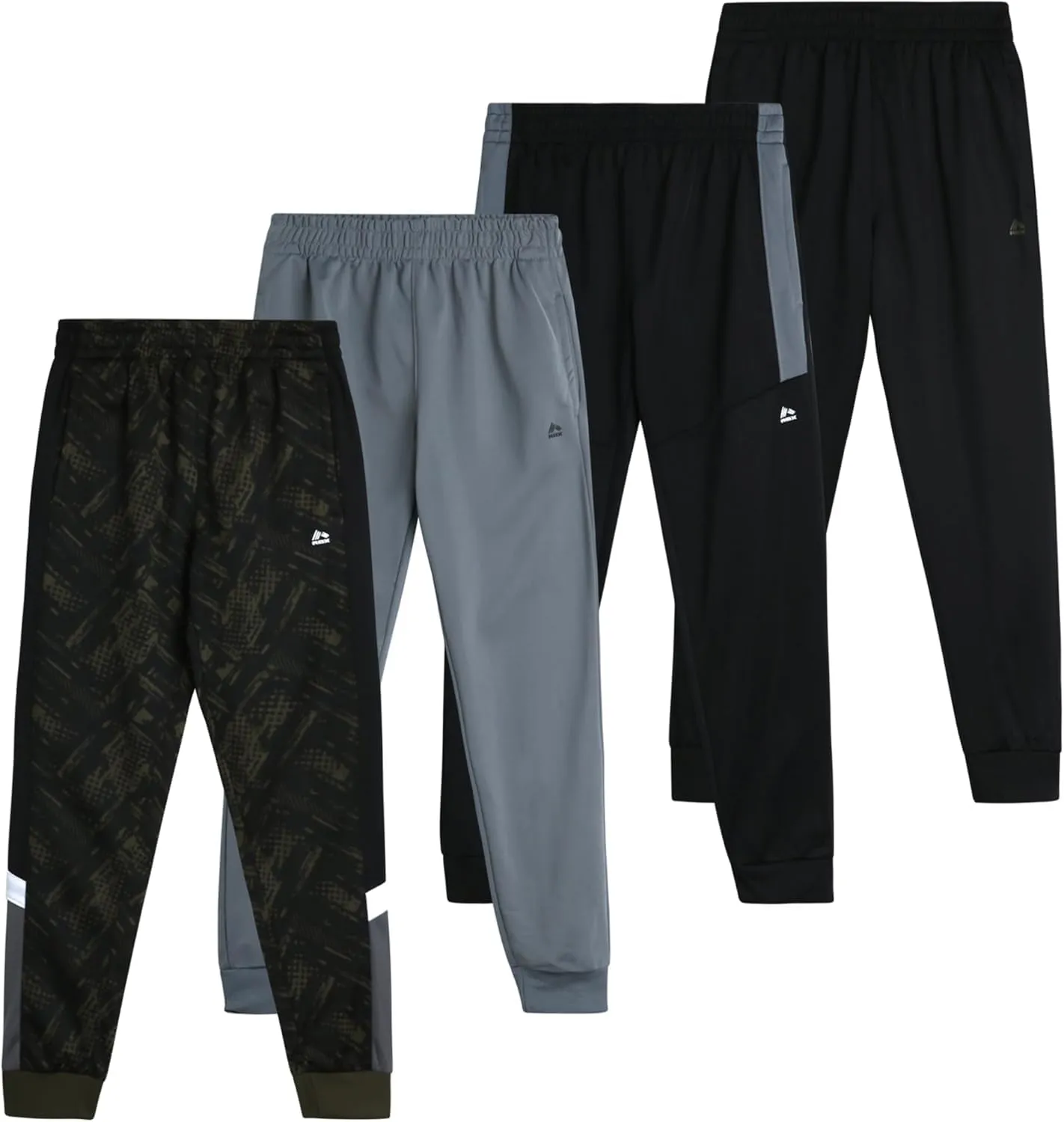 RBX Boys Sweatpants - 4 Pack Stretch Performance Tricot Activewear Boys Joggers Athletic Pants with Side Pockets (Size: 4-20)