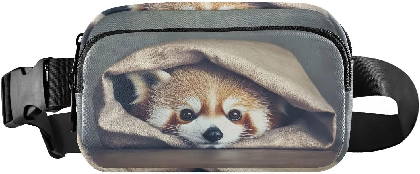 Red Panda Hiding Fanny Pack Water Resistant Waist Pack Sling Bag Purse for Women Men Travel Hiking