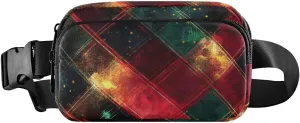 Red Plaid Fanny Packs for Women Men, Water Resistant Waist Pack Sling Bag Purse for Travel Hiking