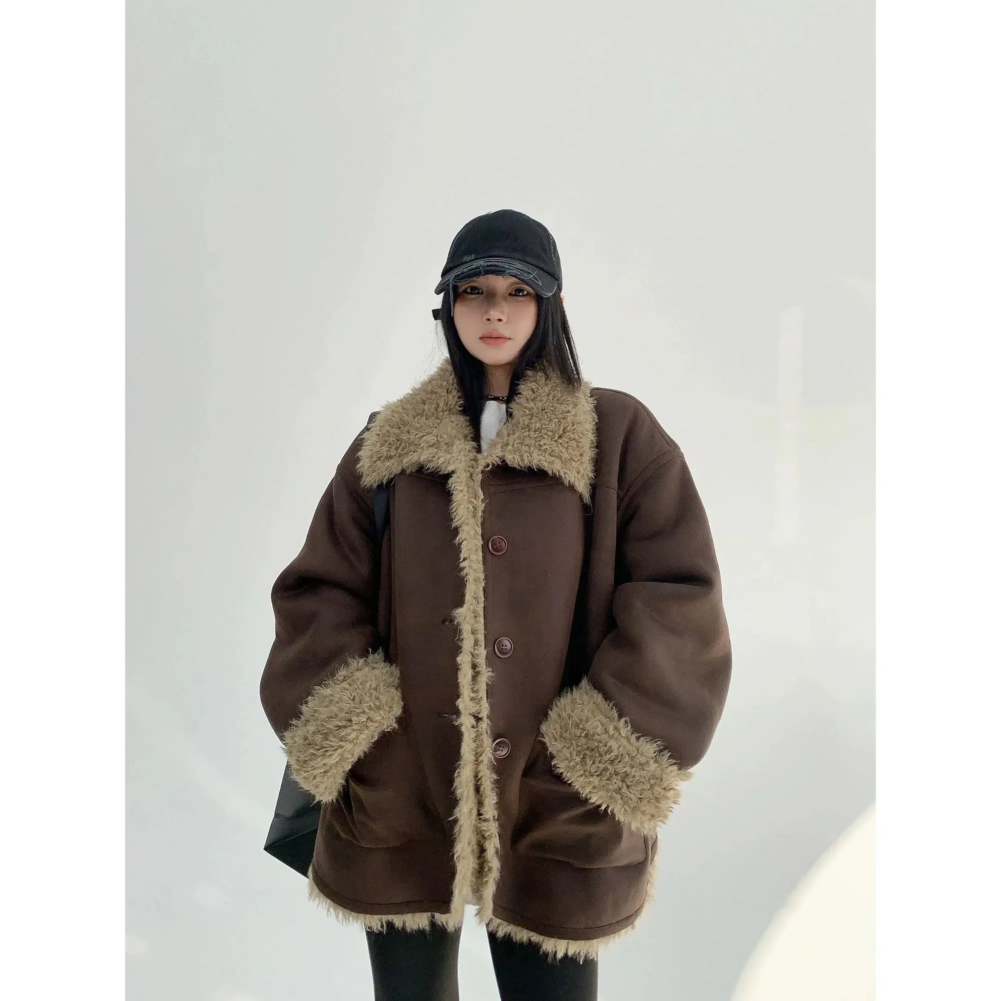 Retro Fur-Trimmed Cotton Jacket