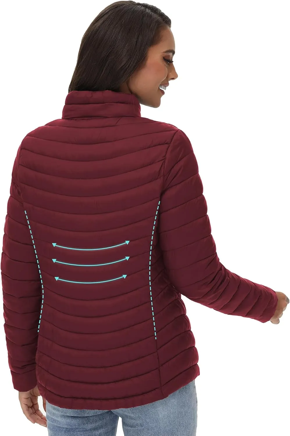 ROYAL MATRIX Women's Packable Puffer Jacket Lightweight Quilted Puffer Jacket Winter Warm Puffy Jacket with Stand Collar