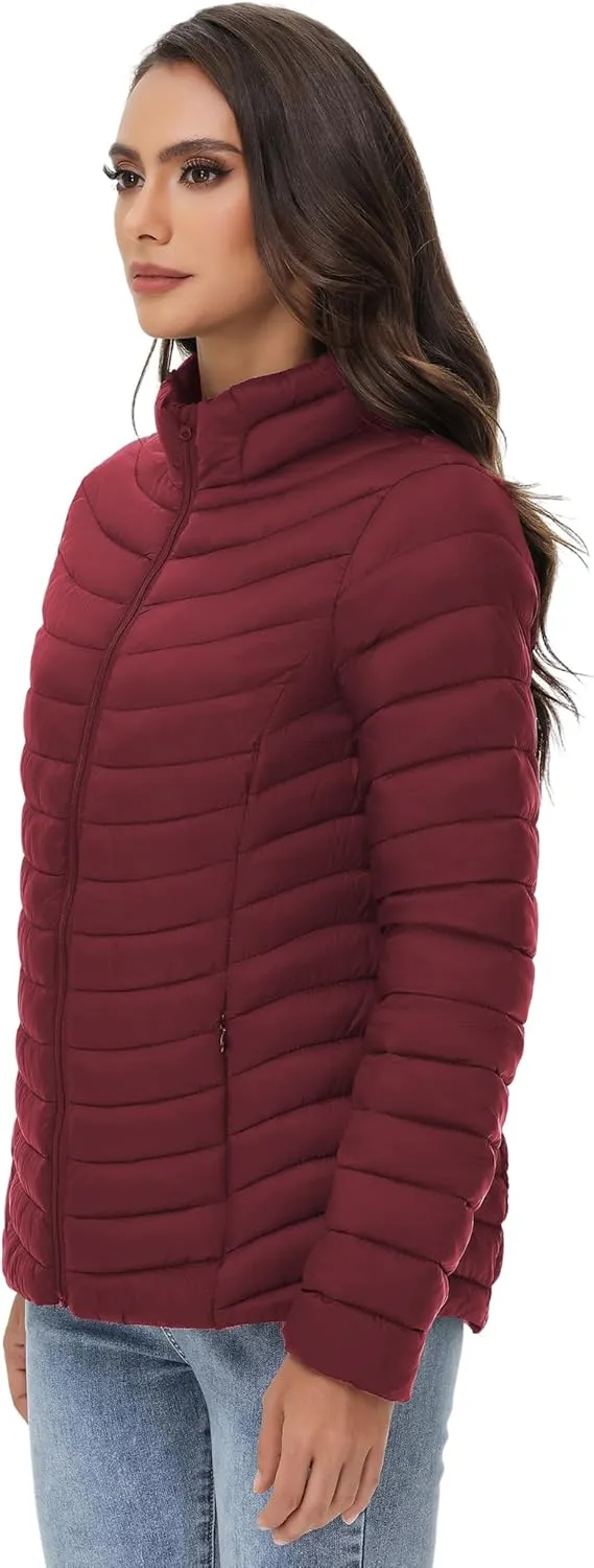 ROYAL MATRIX Women's Packable Puffer Jacket Lightweight Quilted Puffer Jacket Winter Warm Puffy Jacket with Stand Collar