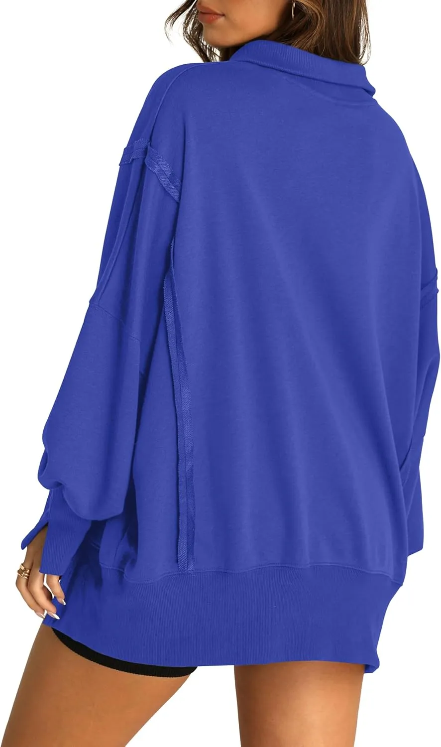 RUBZOOF Oversized Sweatshirt for Women Trendy Button Henley Neck Pullover Long Sleeve Tops Casual Fall Clothes XS-XL