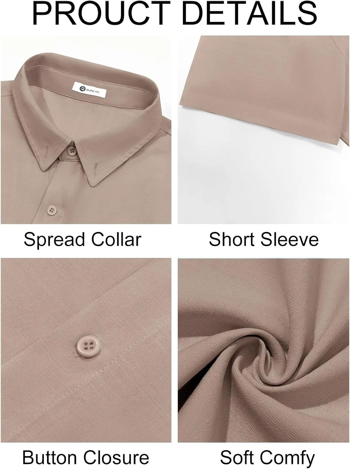 Runcati Mens Button Down Linen Shirts Short Sleeve Casual Collared Summer Beach Untucked Tops