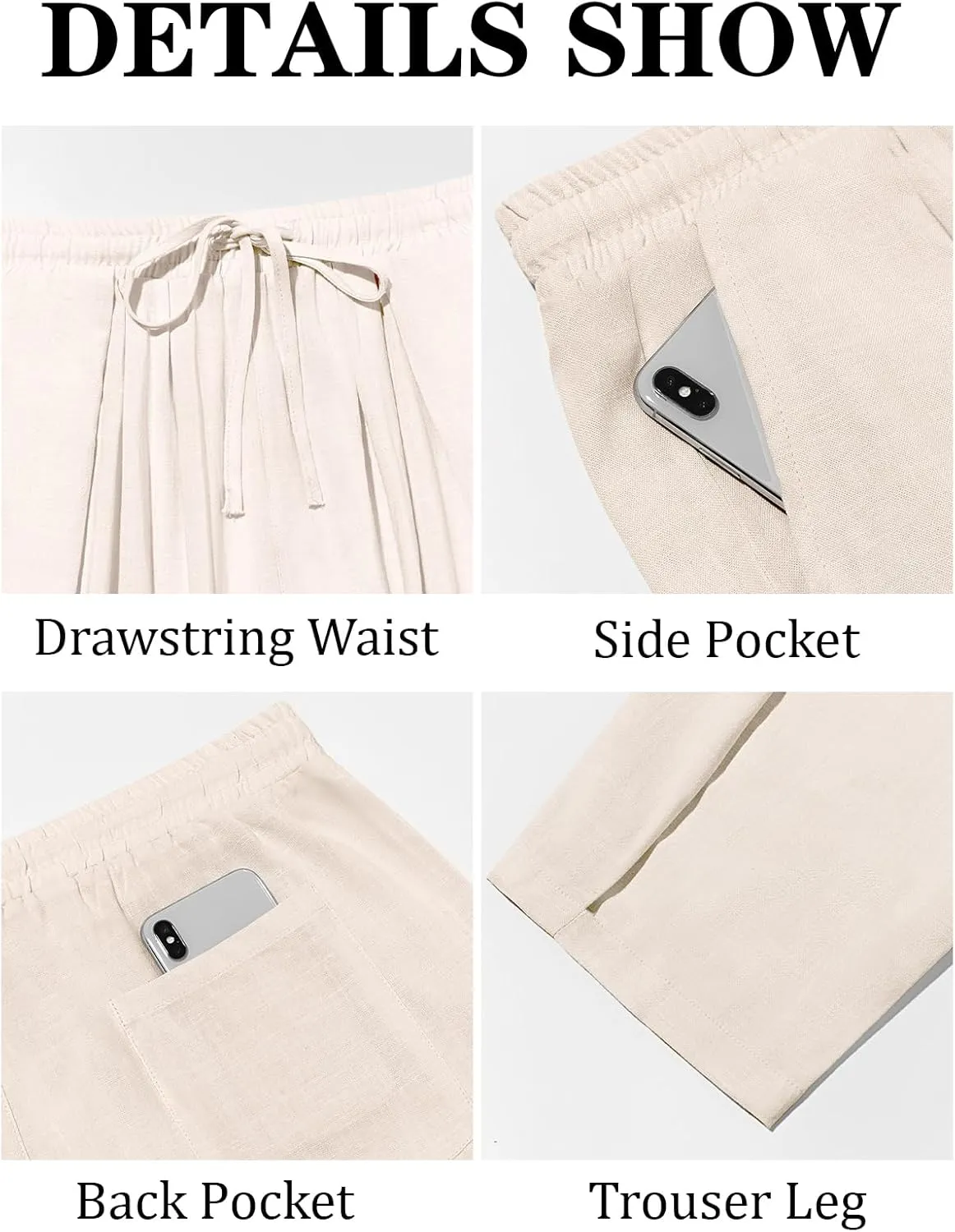 Runcati Mens Casual Harem Pants Drawstring Elastic Waist Cotton Cropped Trousers Yoga Beach Lightweight Pants