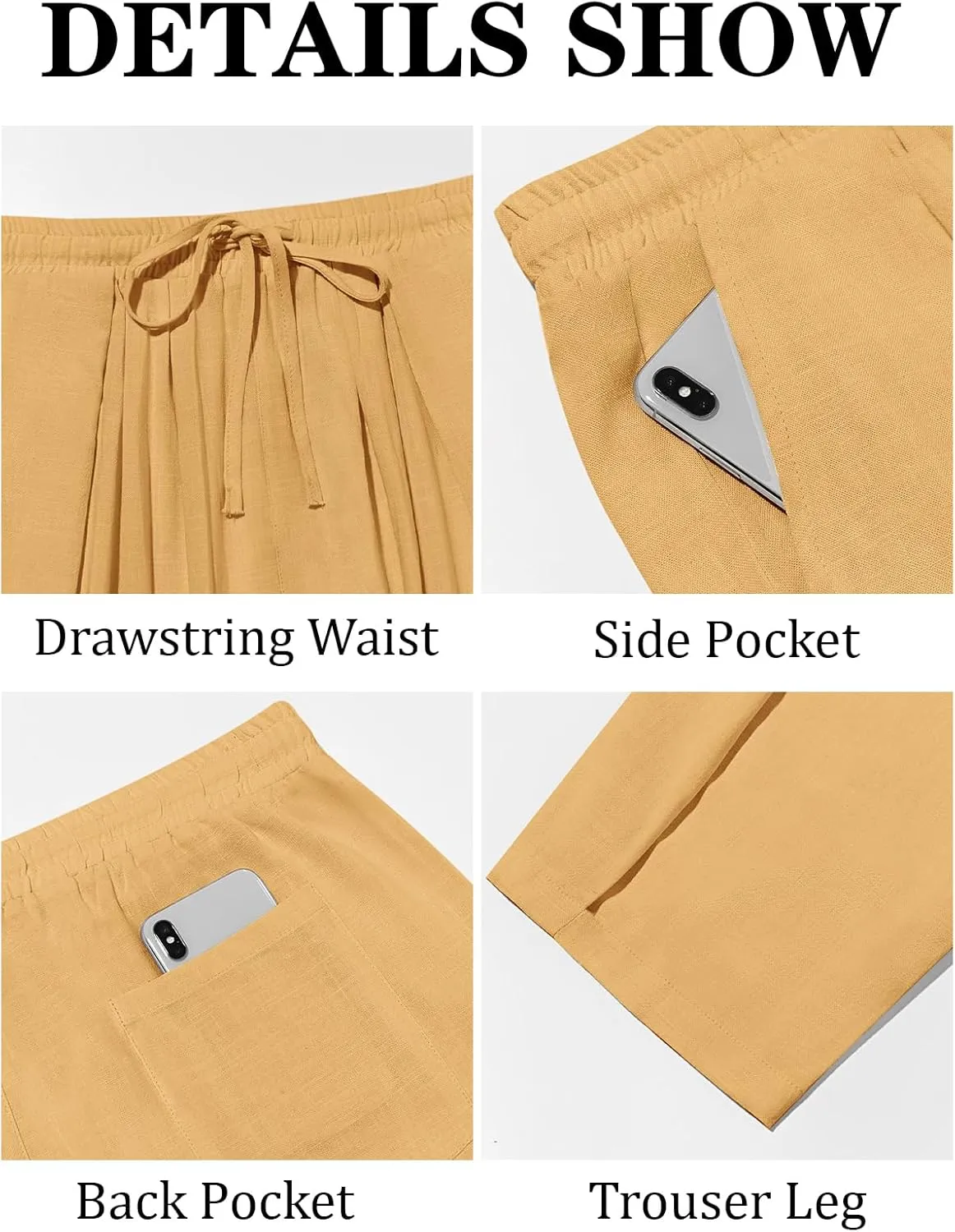 Runcati Mens Casual Harem Pants Drawstring Elastic Waist Cotton Cropped Trousers Yoga Beach Lightweight Pants