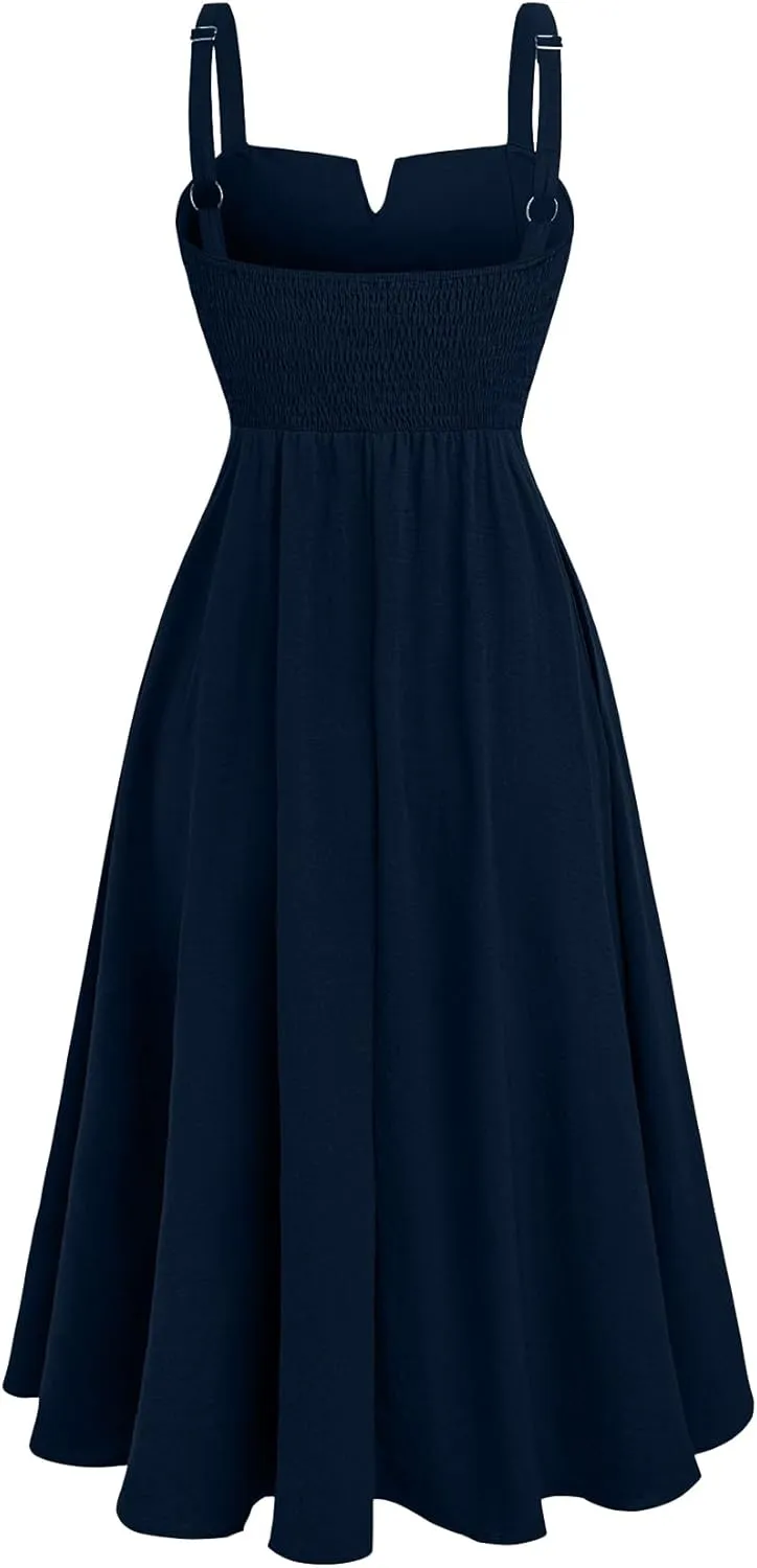 RWJ Women's Plus Size Dresses with Pockets V-Neck Sleeveless Maxi Dress for Wedding Guest Dress Formal Cocktail