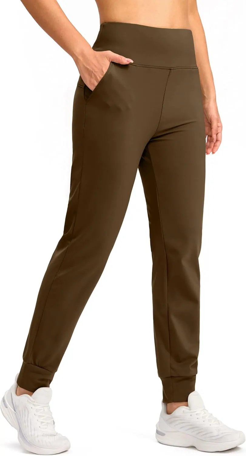 SANTINY Women's Fleece Lined Joggers Water Resistant High Waisted Thermal Sweatpants Winter Pants Hiking Running Pockets