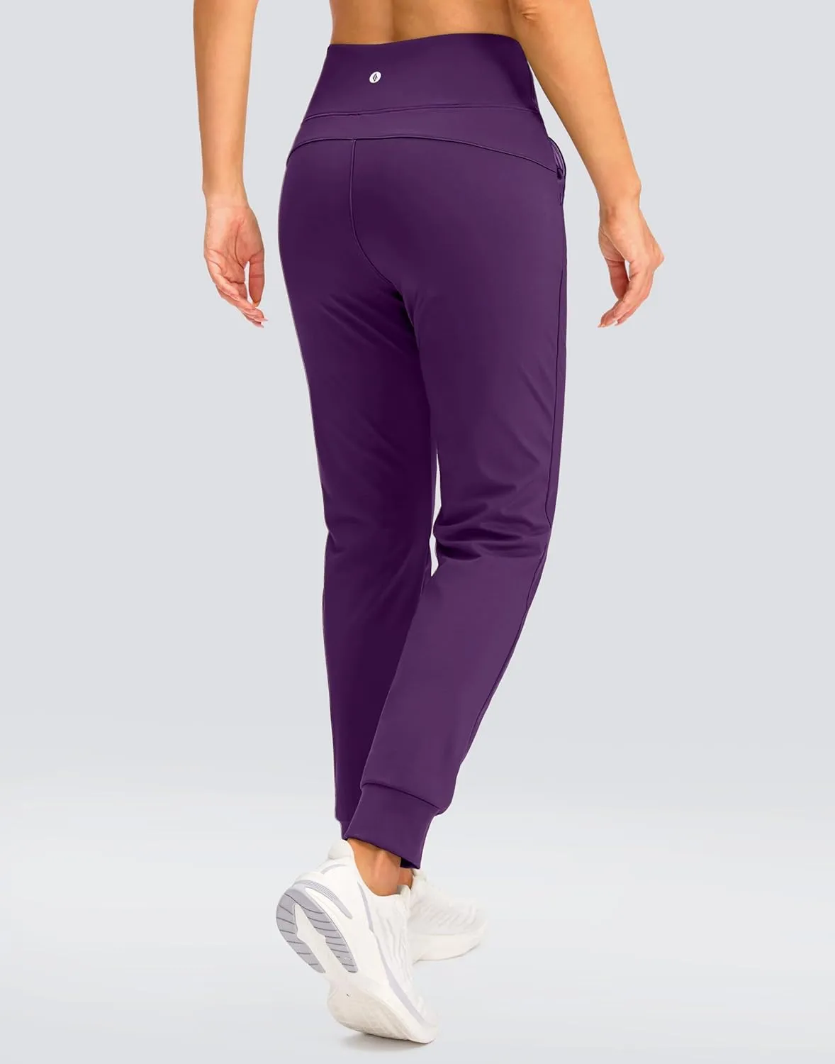SANTINY Women's Fleece Lined Joggers Water Resistant High Waisted Thermal Sweatpants Winter Pants Hiking Running Pockets