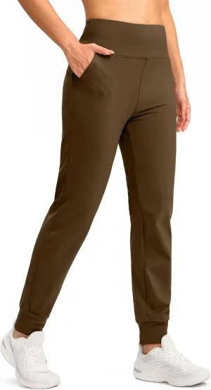 SANTINY Women's Fleece Lined Joggers Water Resistant High Waisted Thermal Sweatpants Winter Pants Hiking Running Pockets