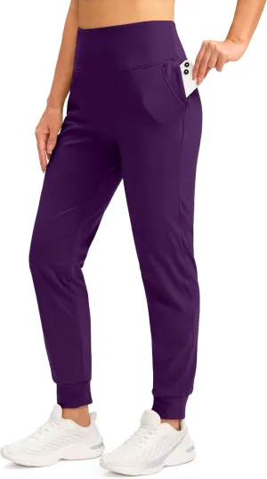 SANTINY Women's Fleece Lined Joggers Water Resistant High Waisted Thermal Sweatpants Winter Pants Hiking Running Pockets