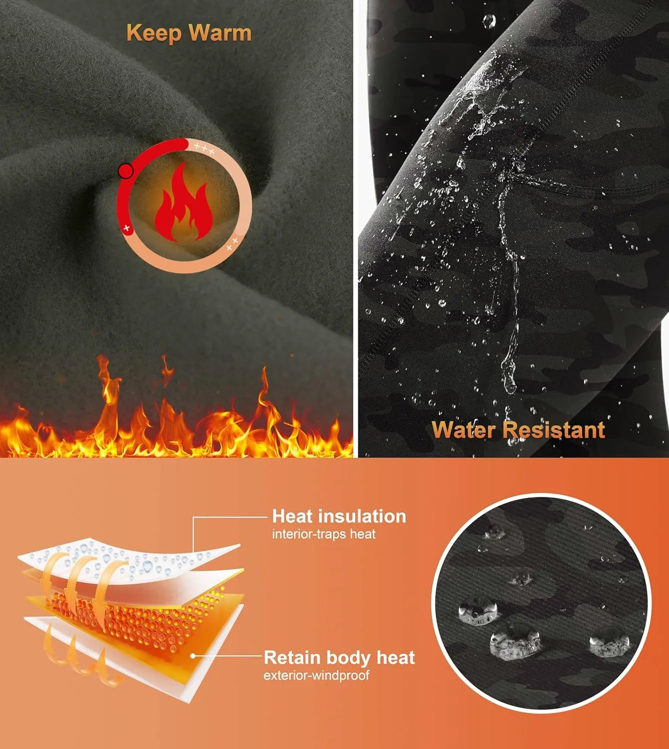SANTINY Women's Fleece Lined Winter Leggings Water Resistant High Waisted Thermal Hiking Running Warm Pants Women Pockets
