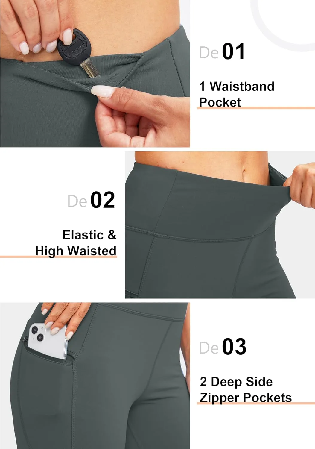 SANTINY Women's Fleece Lined Winter Leggings Water Resistant High Waisted Thermal Hiking Running Warm Pants Women Pockets