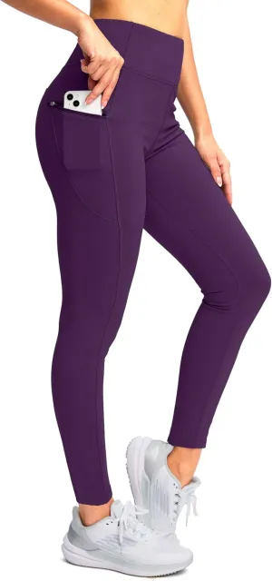 SANTINY Women's Fleece Lined Winter Leggings Water Resistant High Waisted Thermal Hiking Running Warm Pants Women Pockets