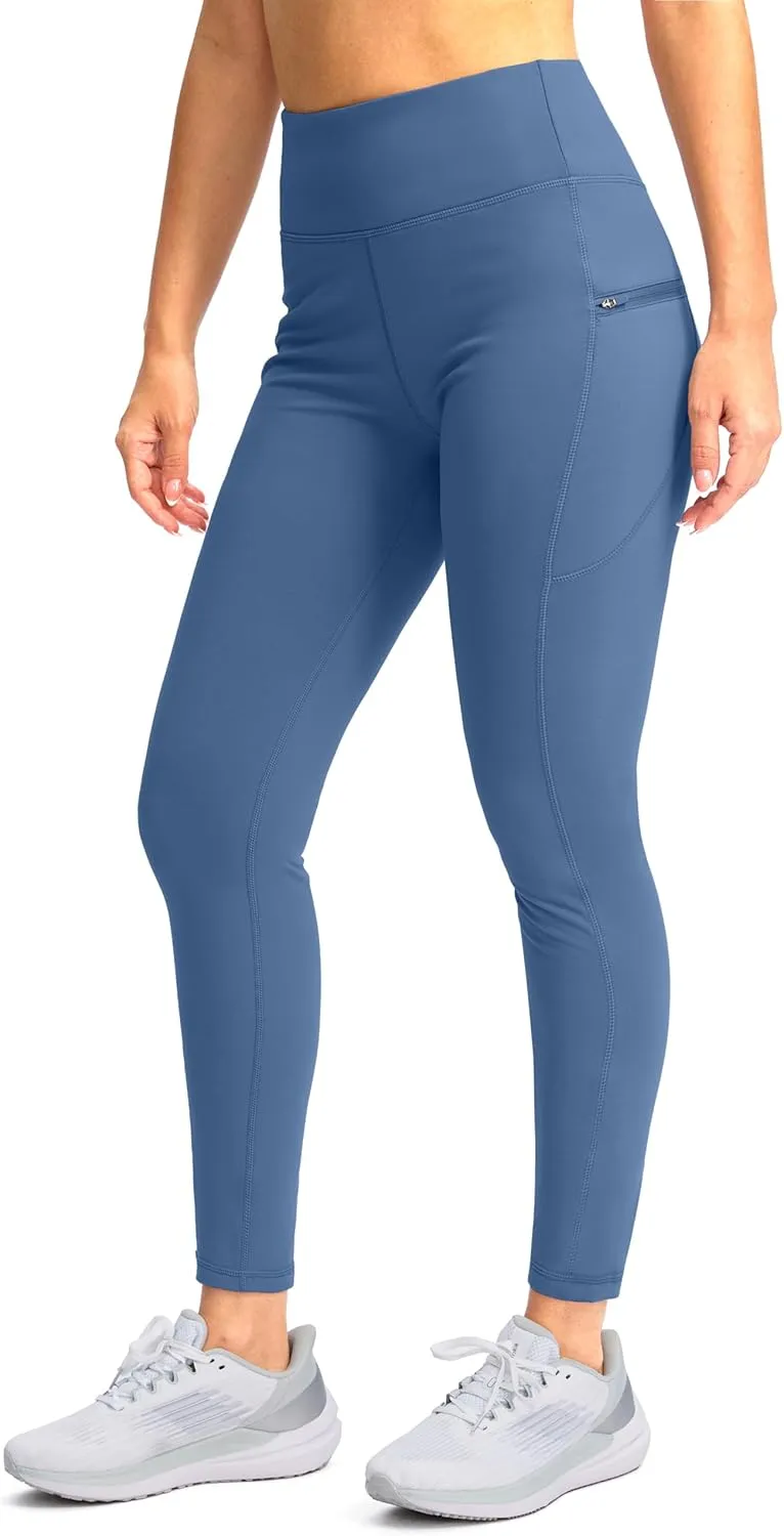 SANTINY Women's Fleece Lined Winter Leggings Water Resistant High Waisted Thermal Hiking Running Warm Pants Women Pockets
