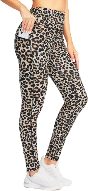 SANTINY Women's Fleece Lined Winter Leggings Water Resistant High Waisted Thermal Hiking Running Warm Pants Women Pockets