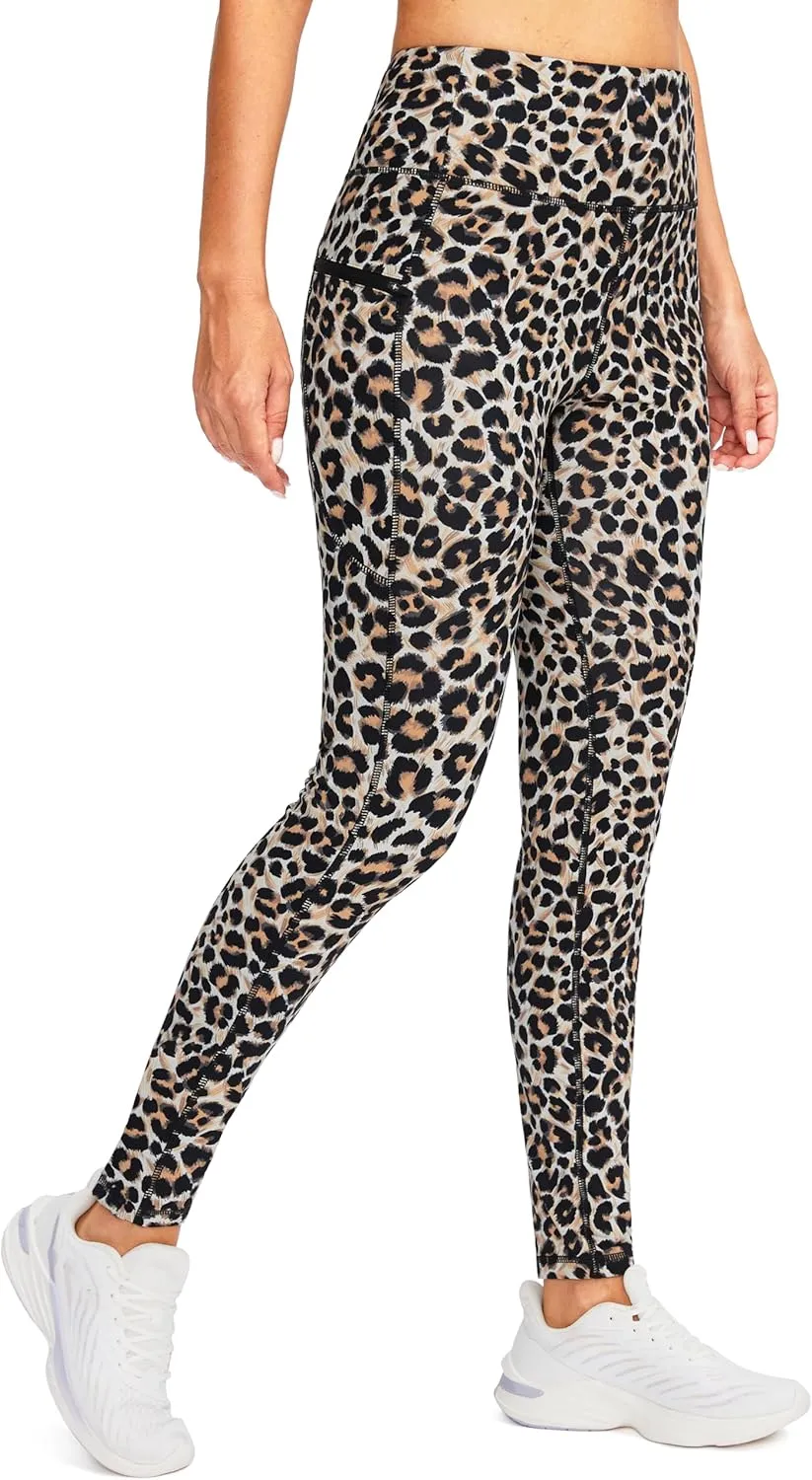 SANTINY Women's Fleece Lined Winter Leggings Water Resistant High Waisted Thermal Hiking Running Warm Pants Women Pockets