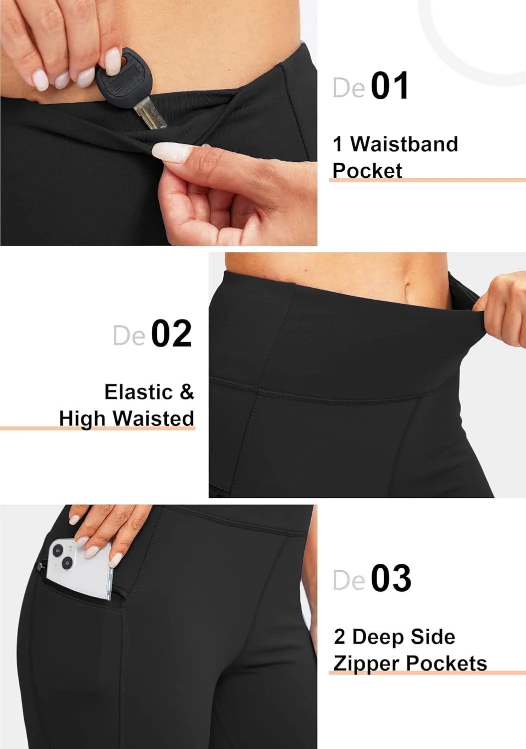 SANTINY Women's Fleece Lined Winter Leggings Water Resistant High Waisted Thermal Hiking Running Warm Pants Women Pockets