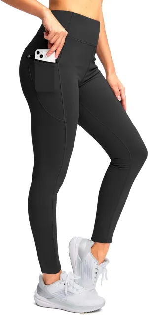 SANTINY Women's Fleece Lined Winter Leggings Water Resistant High Waisted Thermal Hiking Running Warm Pants Women Pockets