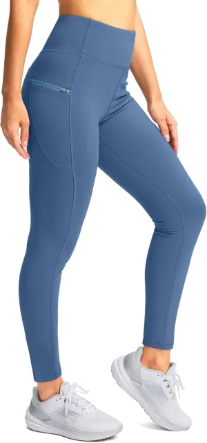 SANTINY Women's Fleece Lined Winter Leggings Water Resistant High Waisted Thermal Hiking Running Warm Pants Women Pockets