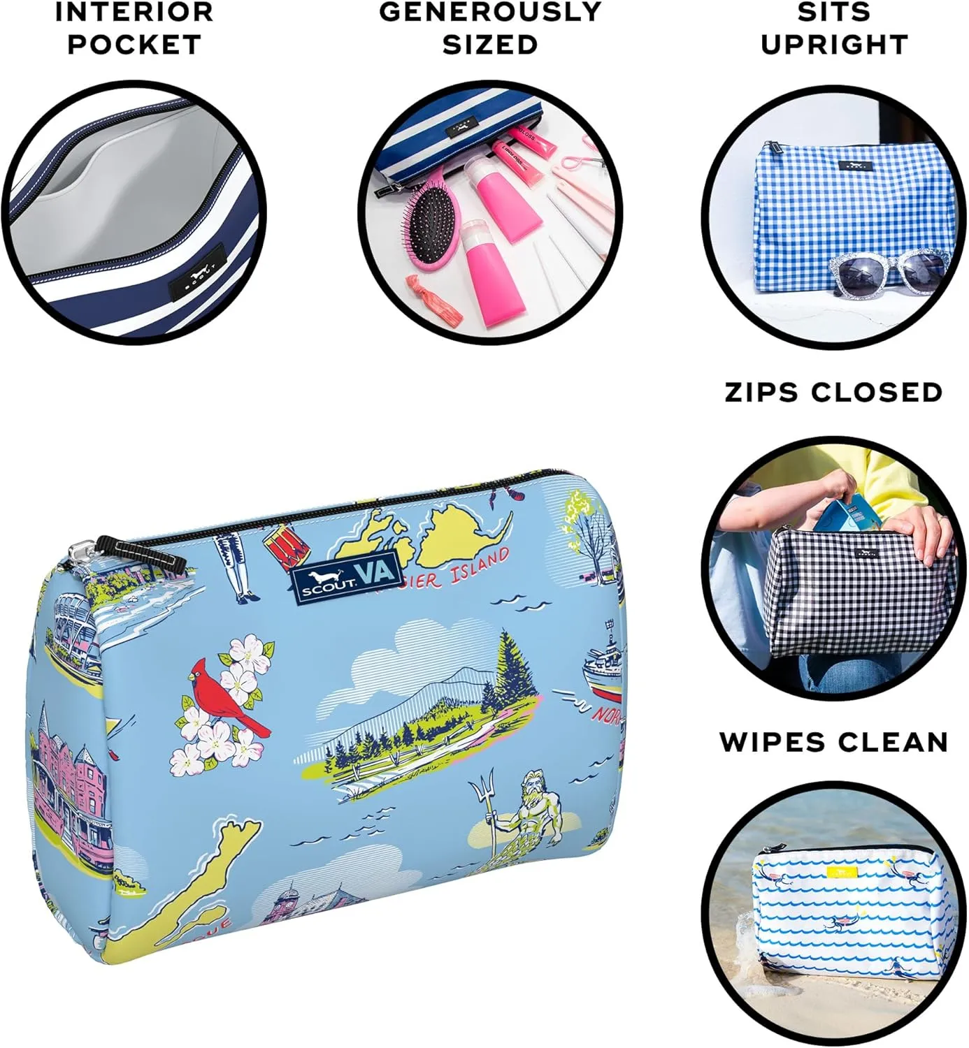 SCOUT Packin' Heat - Large, Water-Resistant, Zip Close Makeup Bag for Women- Toiletry Travel Bag - Cosmetic Bag