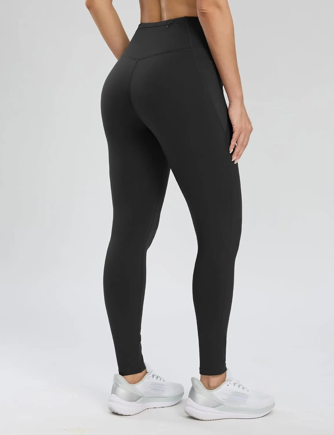 Seamaid Women's Fleece Lined Leggings 27" Water Resistant Thermal Winter Running Hiking Pants with Pockets High Waisted
