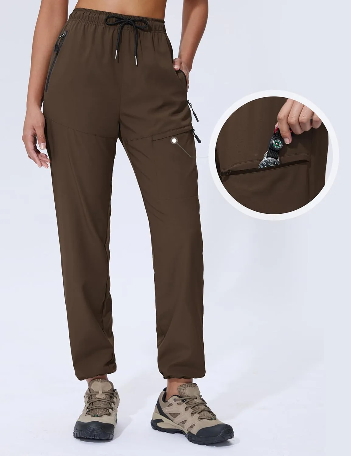 Seamaid Women's Hiking Pants Quick Dry Lightweight Travel Pants with Zipper Pockets Water Resistant for Outdoor Camping