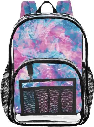 senya Transparent School Bag Artistic Ink Tie-dye Travel Backpack With Water-Resistant PVC Plastic Clear Bagpack