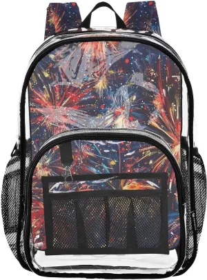 senya Transparent School Bag Beautiful Fireworks Travel Backpack With Water-Resistant PVC Plastic Clear Bagpack