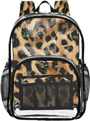 senya Transparent School Bag Black Circle Leopard Print Travel Backpack With Water-Resistant PVC Plastic Clear Bagpack