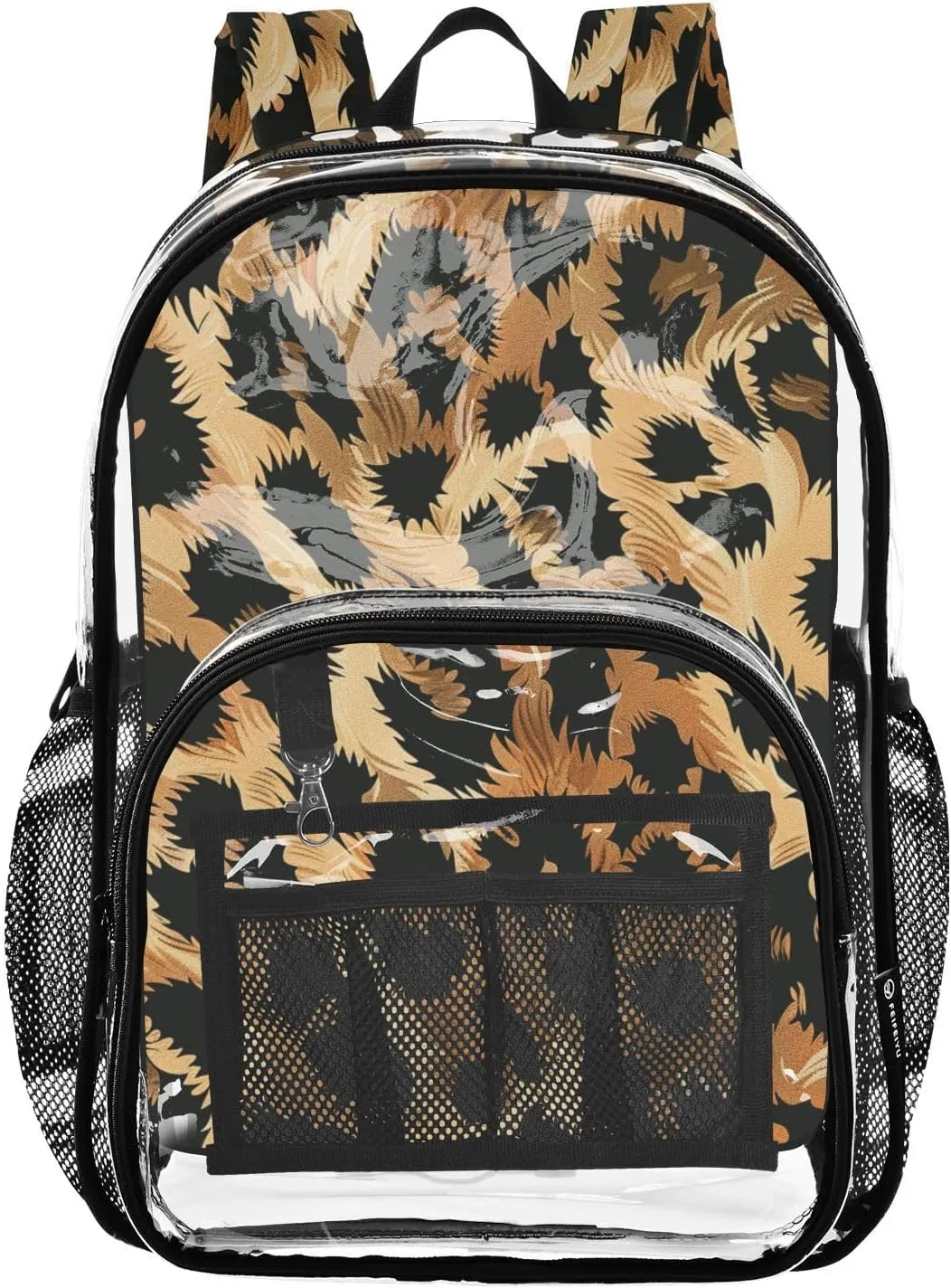 senya Transparent School Bag Black Circle Leopard Print Travel Backpack With Water-Resistant PVC Plastic Clear Bagpack