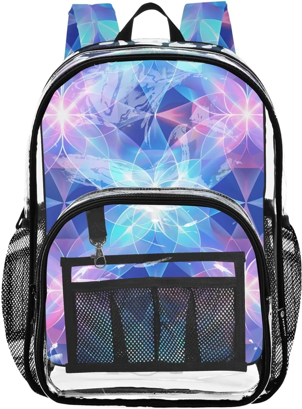 senya Transparent School Bag Bright Blue Light Travel Backpack With Water-Resistant PVC Plastic Clear Bagpack