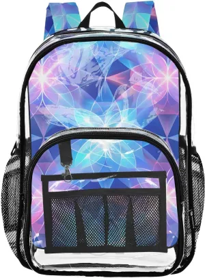 senya Transparent School Bag Bright Blue Light Travel Backpack With Water-Resistant PVC Plastic Clear Bagpack