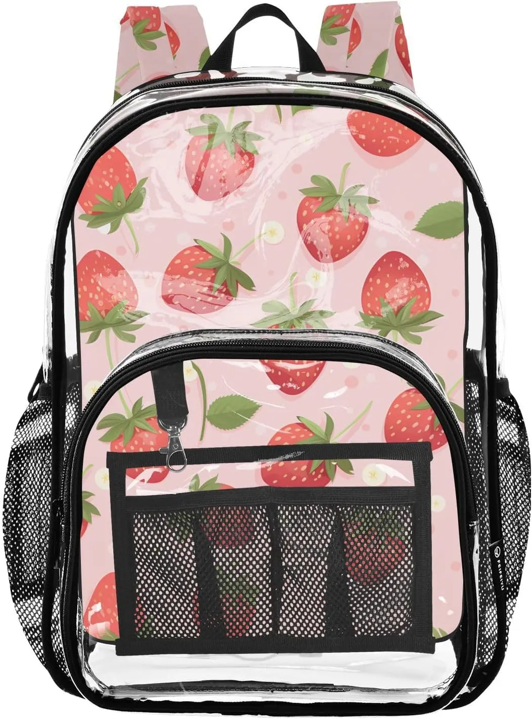 senya Transparent School Bag Cartoon Strawberry Banana Slices Travel Backpack With Water-Resistant PVC Plastic Clear Bagpack