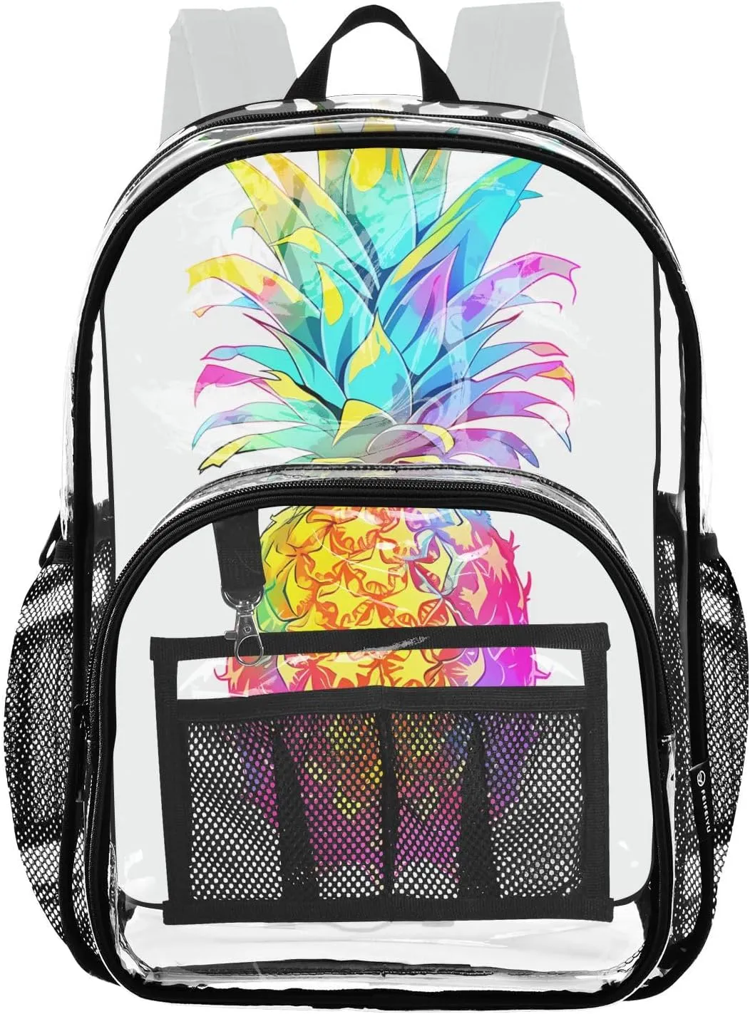 senya Transparent School Bag Colorful Hand-painted Pineapple Travel Backpack With Water-Resistant PVC Plastic Clear Bagpack