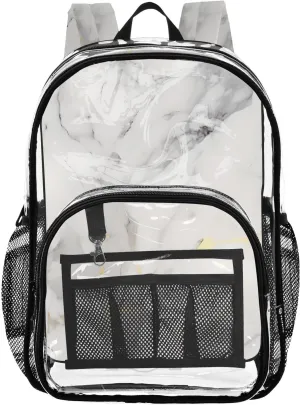 senya Transparent School Bag Gold Crack Silver Marble Travel Backpack With Water-Resistant PVC Plastic Clear Bagpack