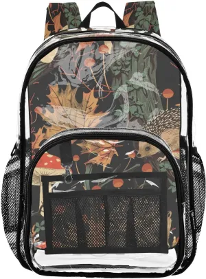 senya Transparent School Bag Hedgehog Polka Dot Mushroom Travel Backpack With Water-Resistant PVC Plastic Clear Bagpack