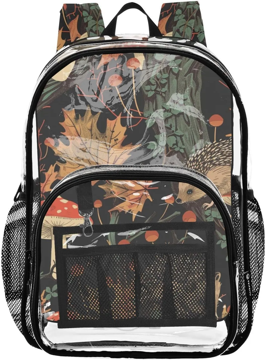 senya Transparent School Bag Hedgehog Polka Dot Mushroom Travel Backpack With Water-Resistant PVC Plastic Clear Bagpack