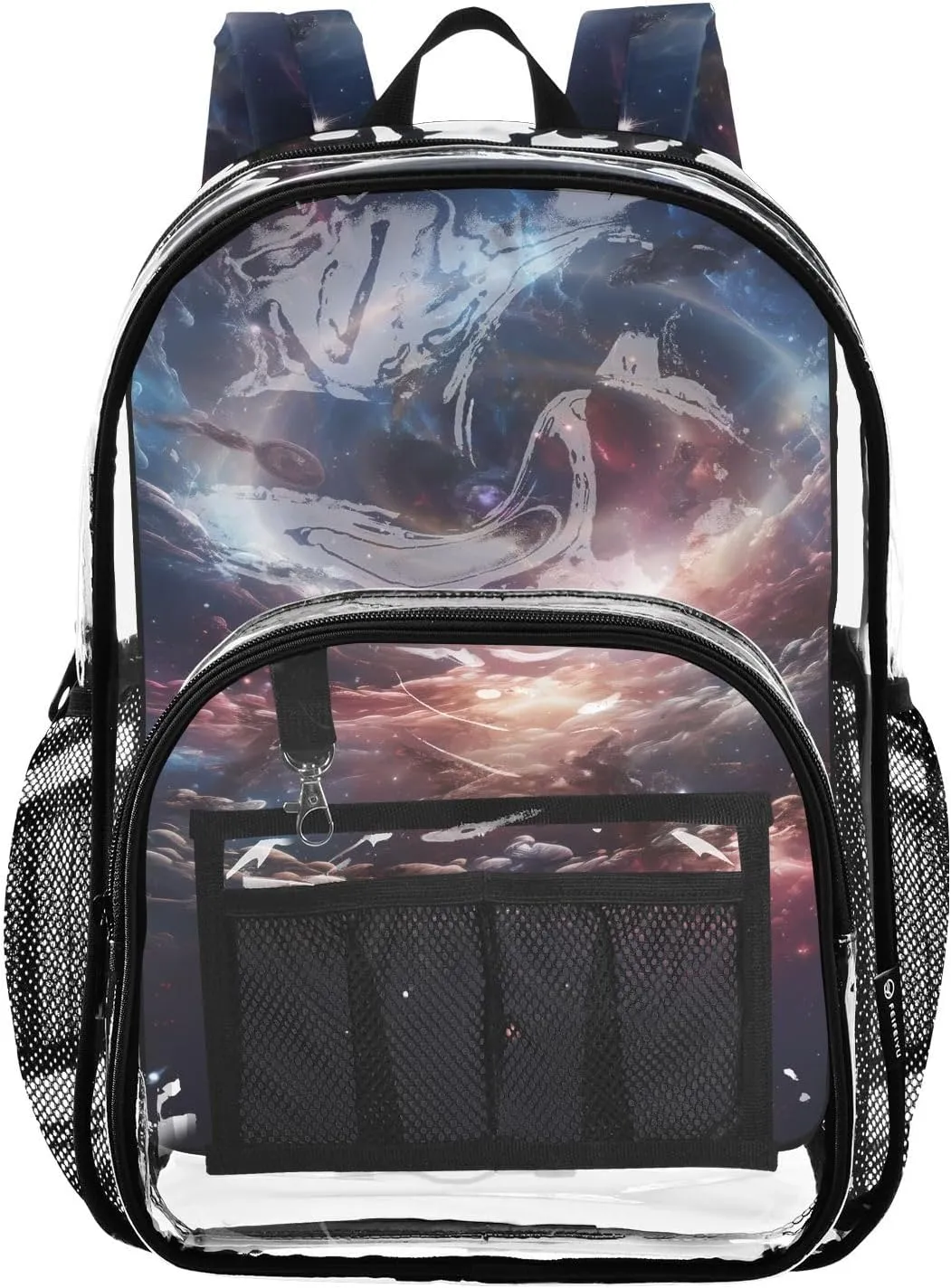 senya Transparent School Bag Milky Way Aperture Clouds Travel Backpack With Water-Resistant PVC Plastic Clear Bagpack