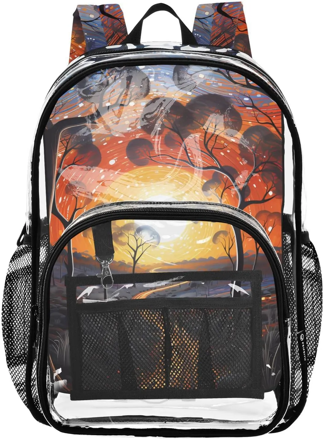 senya Transparent School Bag Mushroom Tree Back View Travel Backpack With Water-Resistant PVC Plastic Clear Bagpack