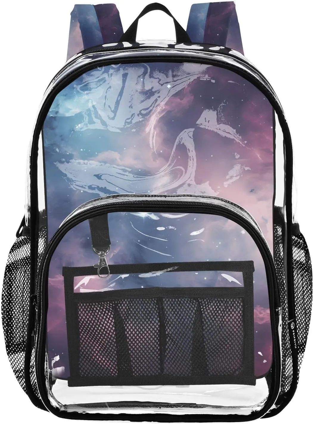 senya Transparent School Bag Pink-blue Starry Sky Travel Backpack With Water-Resistant PVC Plastic Clear Bagpack