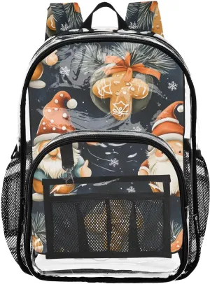senya Transparent School Bag Santa Claus with Gifts Travel Backpack With Water-Resistant PVC Plastic Clear Bagpack