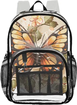 senya Transparent School Bag Tie-dye Flower Butterfly Travel Backpack With Water-Resistant PVC Plastic Clear Bagpack