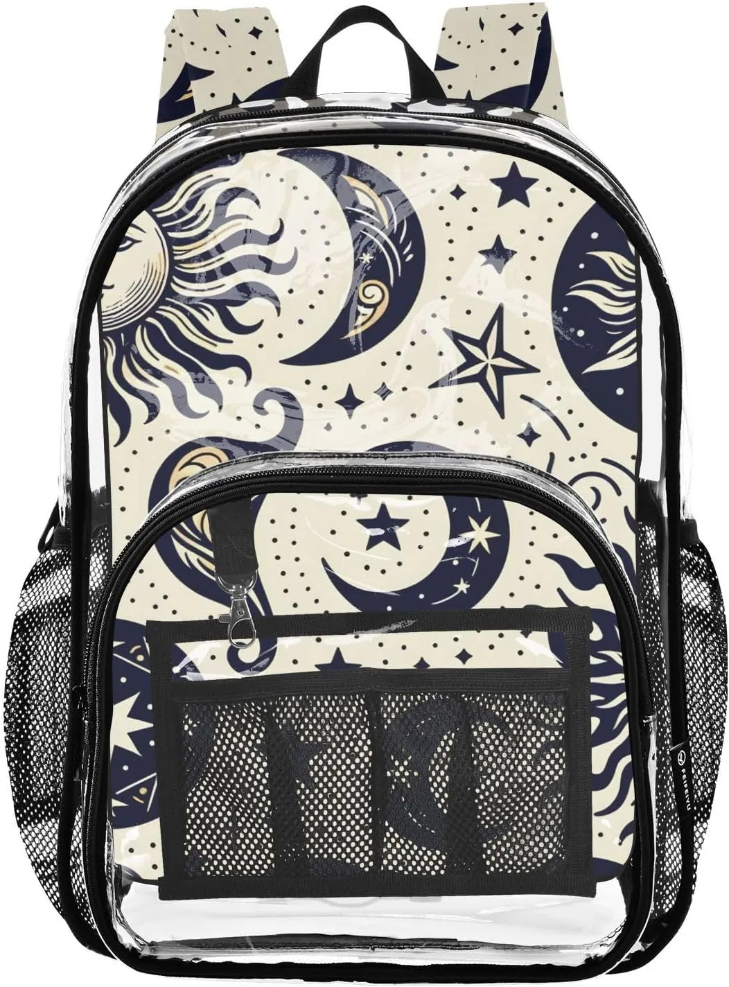 senya Transparent School Bag Witchcraft Sun Moon Dots Travel Backpack With Water-Resistant PVC Plastic Clear Bagpack