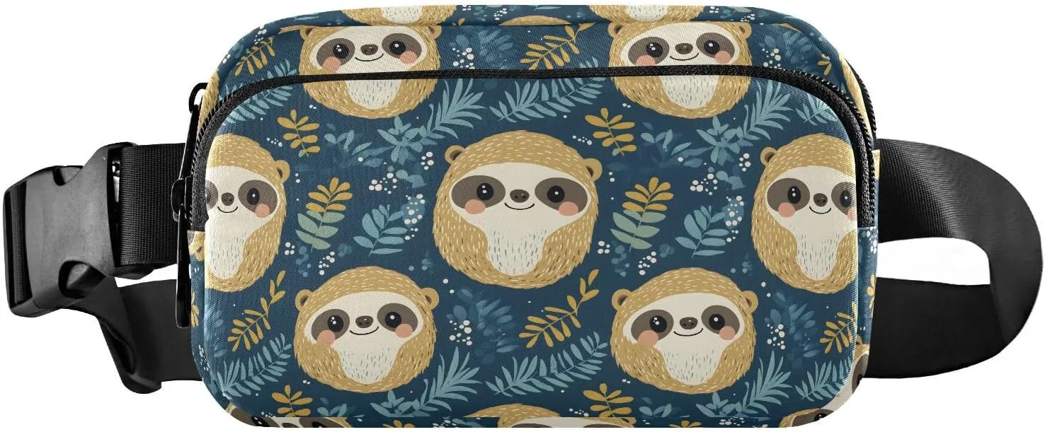 Sloth Ball Fanny Pack Water Resistant, Women Men Waist Pack Sling Bag Purse for Travel Hiking