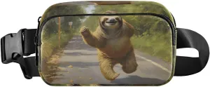 Sloth Running Fanny Pack for Travel Hiking Water Resistant Waist Pack Sling Bag Purse for Women Men