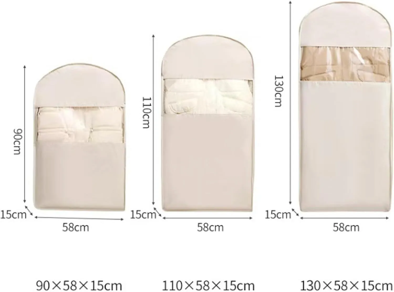 Space Saving Hanging Garment Bag with Self Compression Zipper, 2025 New Space Saver Closet Organizers, Space Saving Hanging Protector, Heavy Duty Garment Bag for Down Coat (Beige, M L XL)