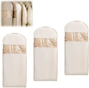Space Saving Hanging Garment Bag with Self Compression Zipper, Space Saver Closet Organizers, Space Saving Hanging Protector, Heavy Duty Garment Bag for down Coat, For Closet Storage,Beige,xl