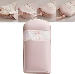 Space Saving Hanging Garment Bag With Self Compression Zipper,Dust Cover Clothes Bags For Down Coat, Coat With Hanger Down Jacket Winter Coats Storage Pocket (Pink Small)